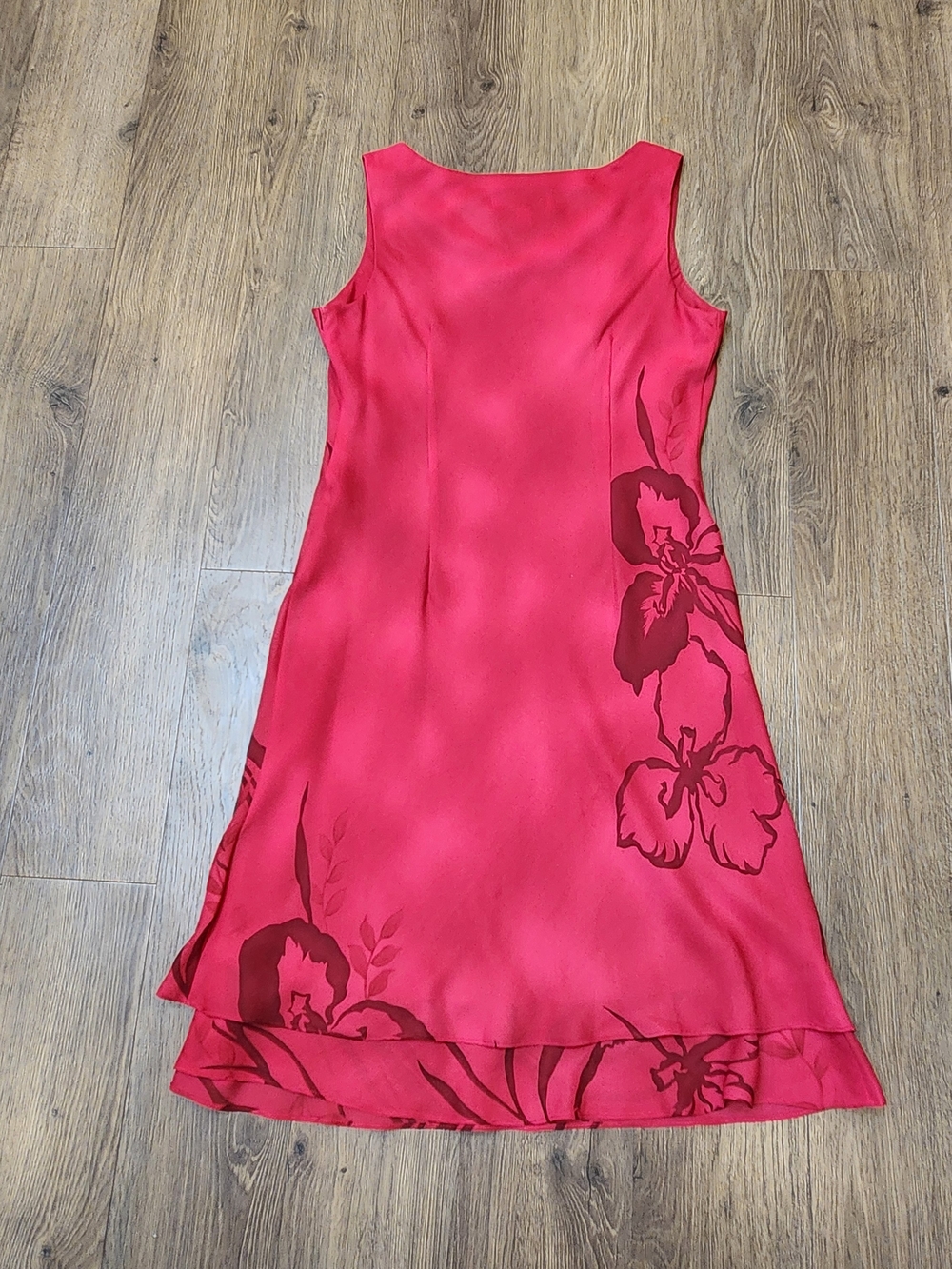 VINTAGE 90s Donna Ricco Red Floral Botanical Shift Dress - 12 - Picture 2 of 8